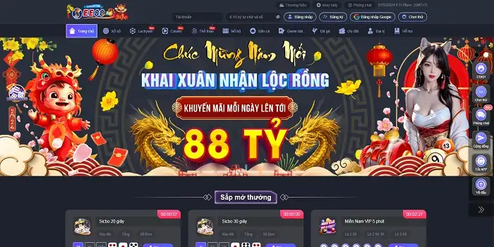 Trang chủ đẹp mắt của nhà cái EE88