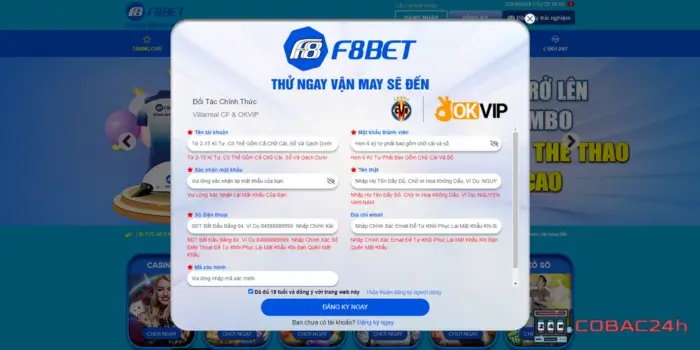 Hướng dẫn đăng ký F8Bet35 Com